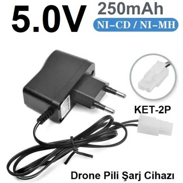 Drone Pili Şarj Cihazı Ket-2p Fiş Güç Adaptörü 5.0v 250mah Çıkış 2 YIL GARANTİLİ