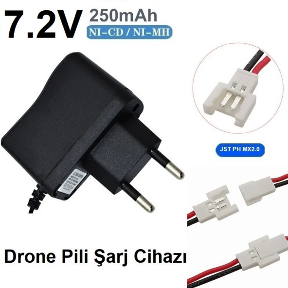 Drone Pili Şarj Cihazı Jst Ph Mx2.0 Fiş Güç Adaptörü 7.2v 250mah Çıkış (2 YIL GARANTİLİ) ürün görseli