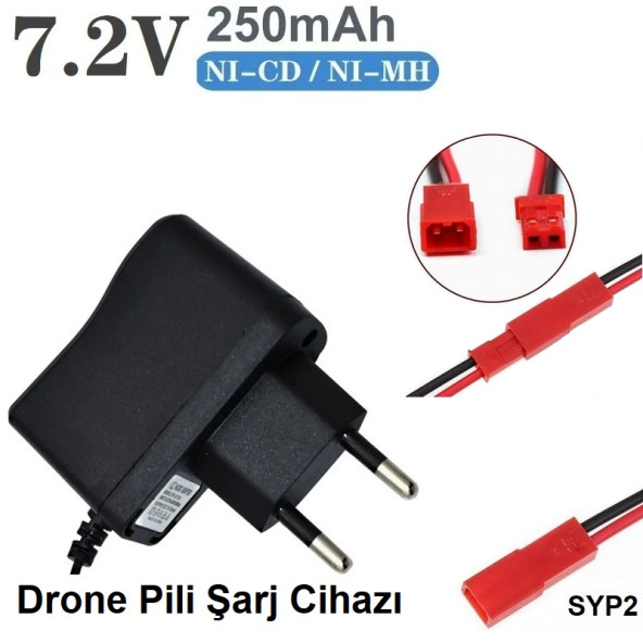 Drone Pili Şarj Cihazı Jst-2p Fiş Güç Adaptörü 7.2v 250mah Çıkış 2 YIL GARANTİ ürün görseli