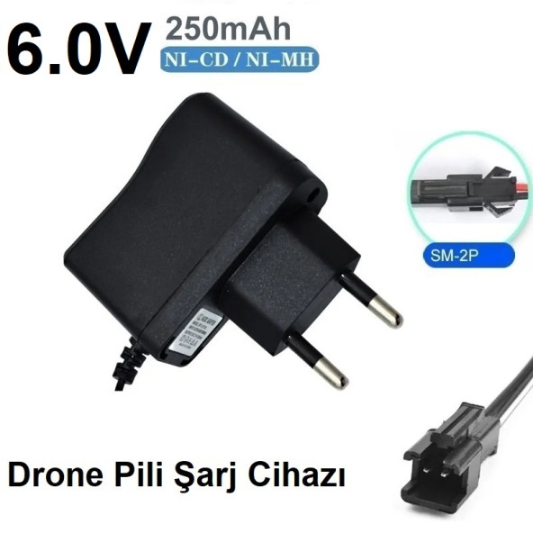 Drone Pil Şarj Cihazı Sm-2p Fiş Güç Adaptörü 6.0v 250mah Çıkış Oyuncak (2 YIL GARANTİLİ)