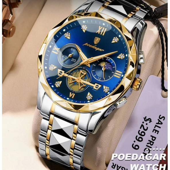 POEDAGAR Erkek Kol Saati Su Geçirmez Paslanmaz Çizilmez Çelik 003 ürün görseli 1