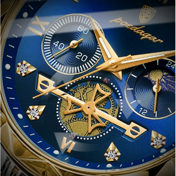 POEDAGAR Erkek Kol Saati Su Geçirmez Paslanmaz Çizilmez Çelik 003 - Resim 9