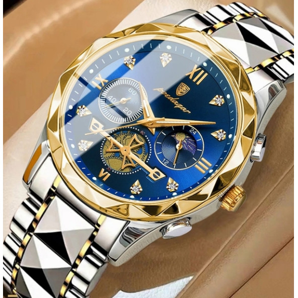 POEDAGAR Erkek Kol Saati Su Geçirmez Paslanmaz Çizilmez Çelik 002 - 3