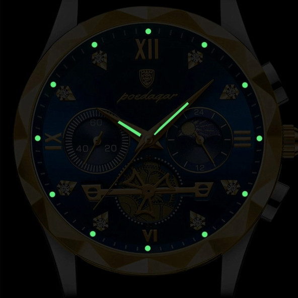 POEDAGAR Erkek Kol Saati Su Geçirmez Paslanmaz Çizilmez Çelik 002 - 10