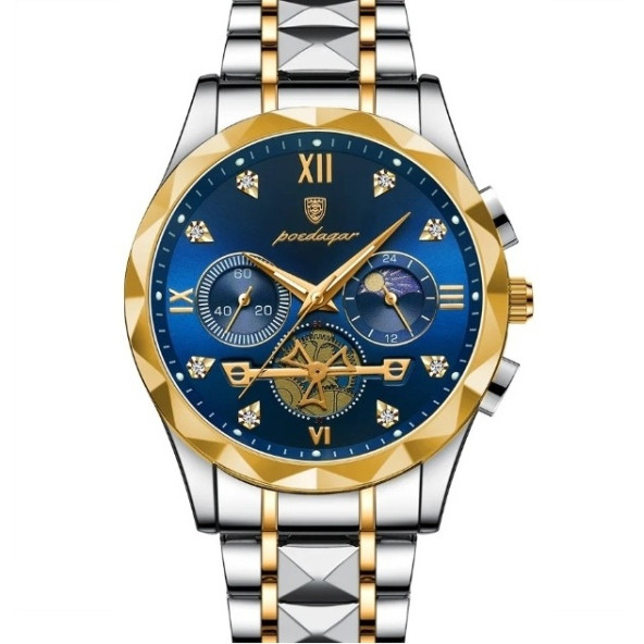 POEDAGAR Erkek Kol Saati Su Geçirmez Paslanmaz Çizilmez Çelik 002 - 12
