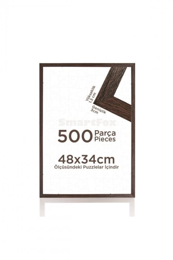 Puzzle Ve Yapboz Çerçevesi 500 Parça Için 48cmx34cm Ebatında Kahverengi