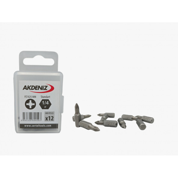 Akdeniz AKD/125 1/4 Yıldız Pz1x25 Mm 24 Adet Bits Uç