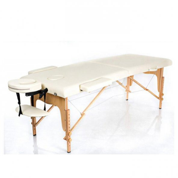 Masaj Yatağı Ahşap Masaj Sedyesi 2 Parçalı Bej Renk