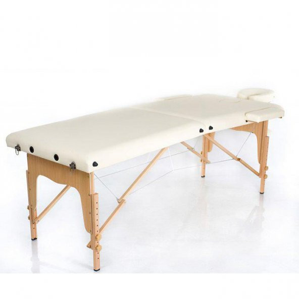 Masaj Yatağı Ahşap Masaj Sedyesi 2 Parçalı Bej Renk - 2