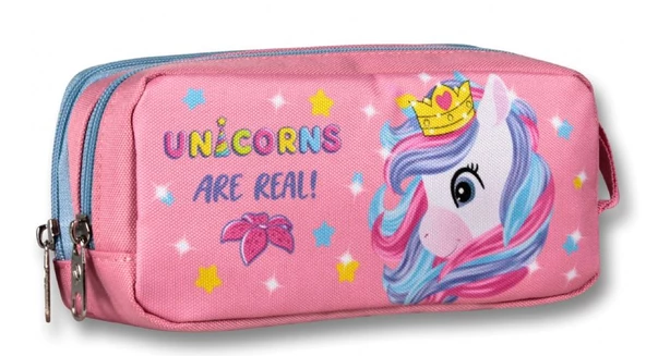 Cennec Şeffaf Bölmeli Pembe Unicorn İlkokul Sırt Çantası ve Kalemlik Seti - Kız Çocuk - Resim 3