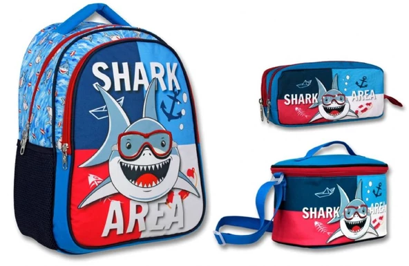 Cennec Lacivert Mavi Köpekbalığı İlkokul Sırt Çantası Seti - Erkek Çocuk ürün görseli 1