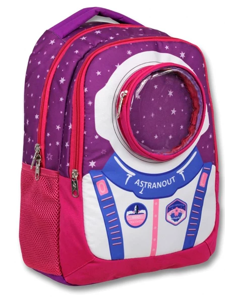 Cennec Bordo Mavi Astronot İlkokul Çantası ve Kalemlik Seti - Erkek Çocuk - Resim 2