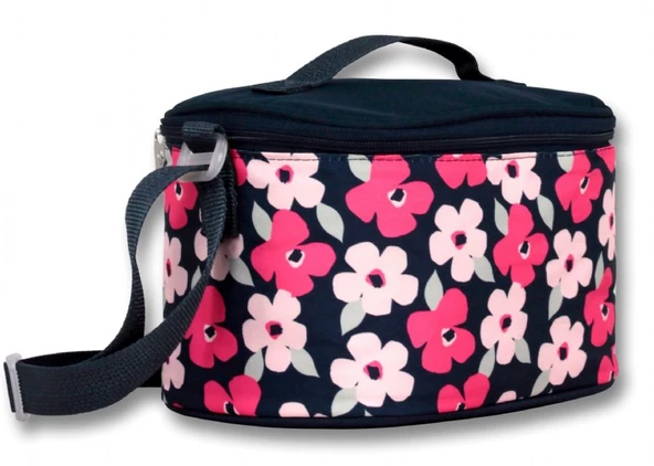 Cennec Dört Bölmeli Siyah Kırmızı Çiçekler İlkokul Sırt Çantası Seti - Kız Çocuk - Resim 3