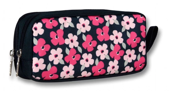 Cennec Dört Bölmeli Siyah Kırmızı Çiçekler İlkokul Sırt Çantası Seti - Kız Çocuk - Resim 4