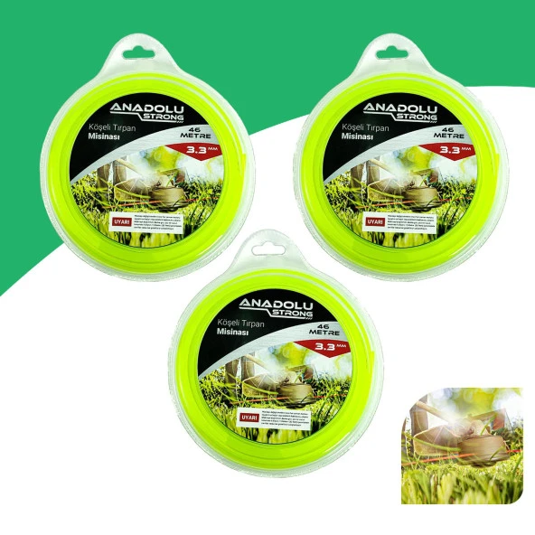 Anadolustrong 3 Adet 3.3 mm 6 köşeli Misina 46 Metre Altıgen Tırpan Misinası Ücretsiz Kargo - 3