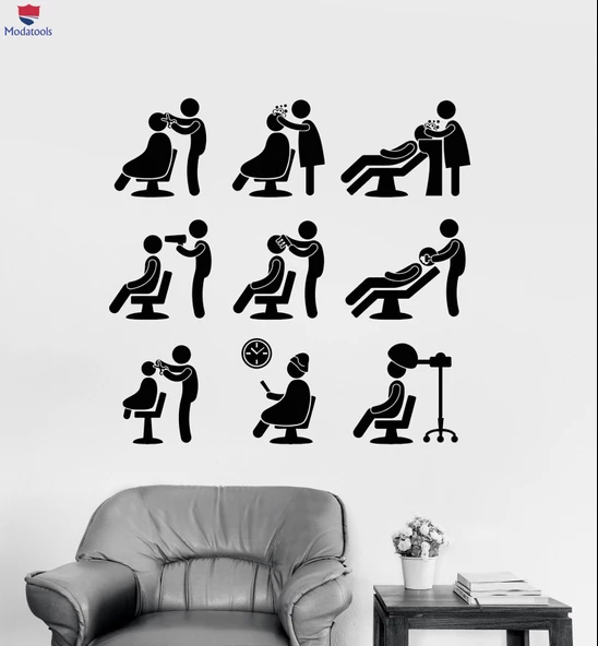 Dekorasyon Duvar Sticker Saç Güzellik Salonu Kuaför Berber Stilist Çıkartmalar Benzersiz Hediyelik ürün görseli