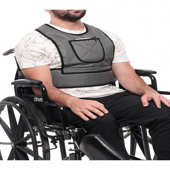 Tekerlekli Sandalye Için Yelek Tipi Destekli Emniyet Kemeri Gri