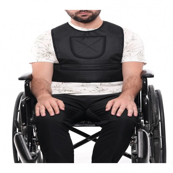 Tekerlekli Sandalye Için Yelek Tipi Destekli Emniyet Kemeri Siyah