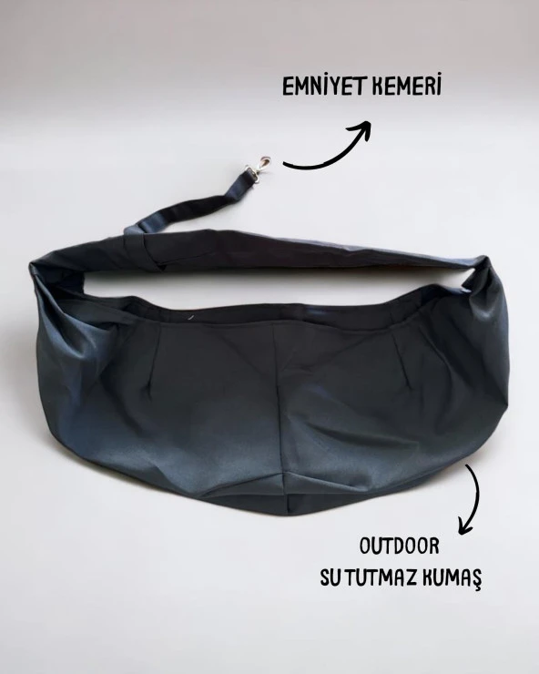 Köpek Taşıma Çantası Siyah Outdoor Su Tutmaz Kumaş - 5