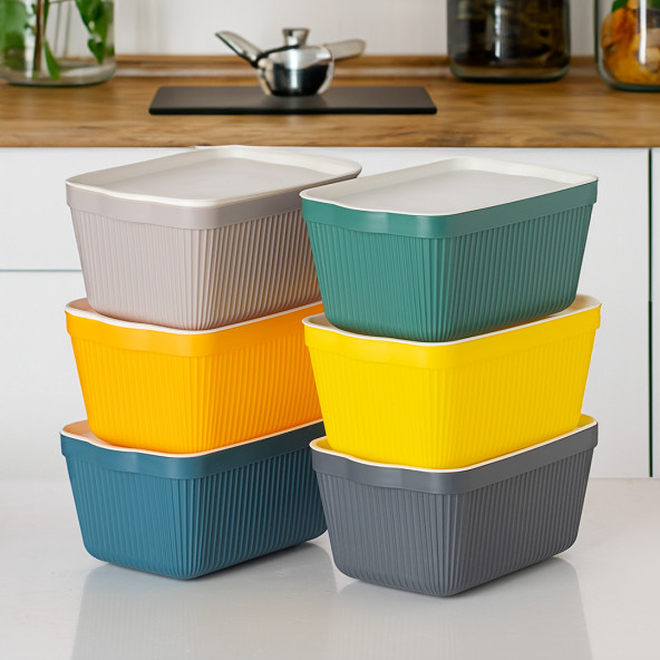 Porsima 1037 Erzak Çok Amaçlı Bakliyat Saklama Kabı Dolap İçi Organizer 6'LI 1,5 L Still Box - 3