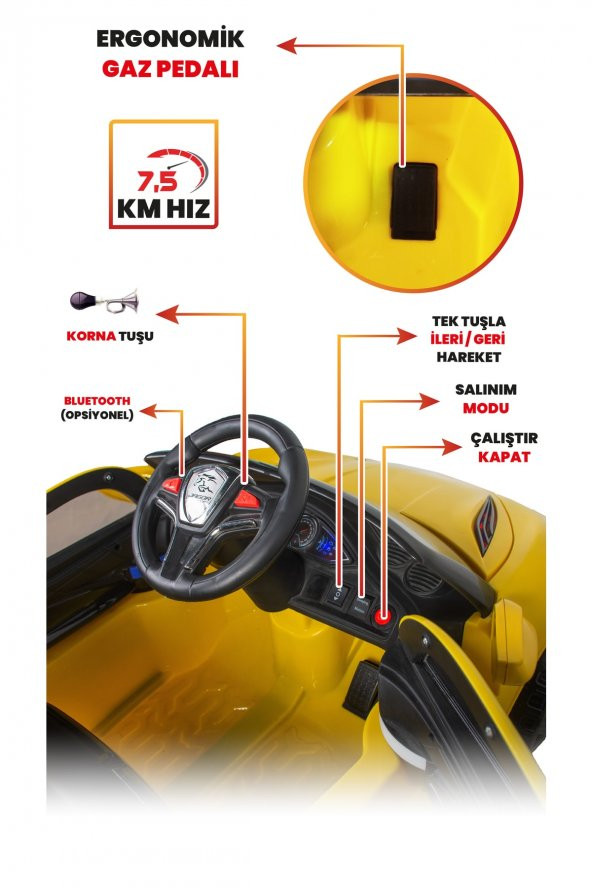 Jagor Akülü Araba 12v-sarı Uj1310-3-1 - 3