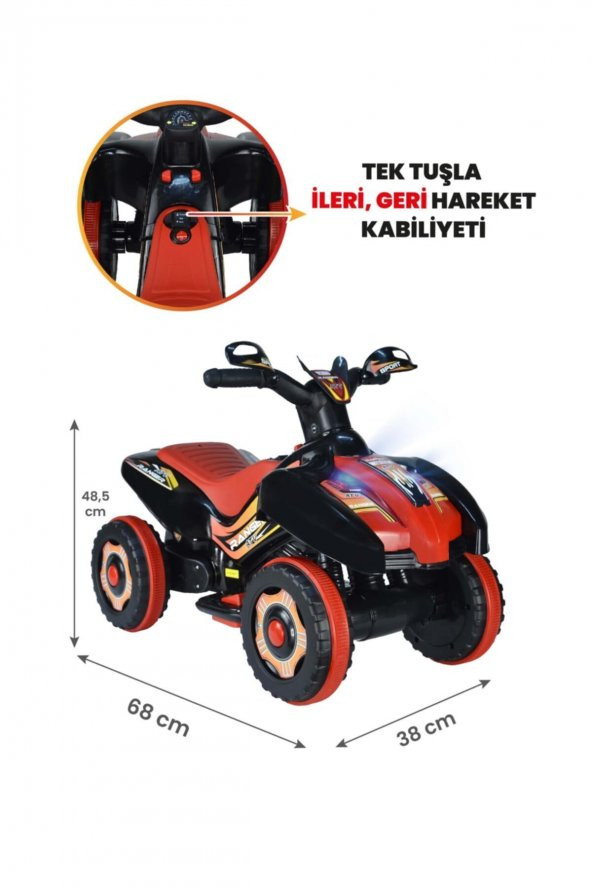 Müzikli Ve Led Işıklı Ranger Akülü Atv 6v-siyah