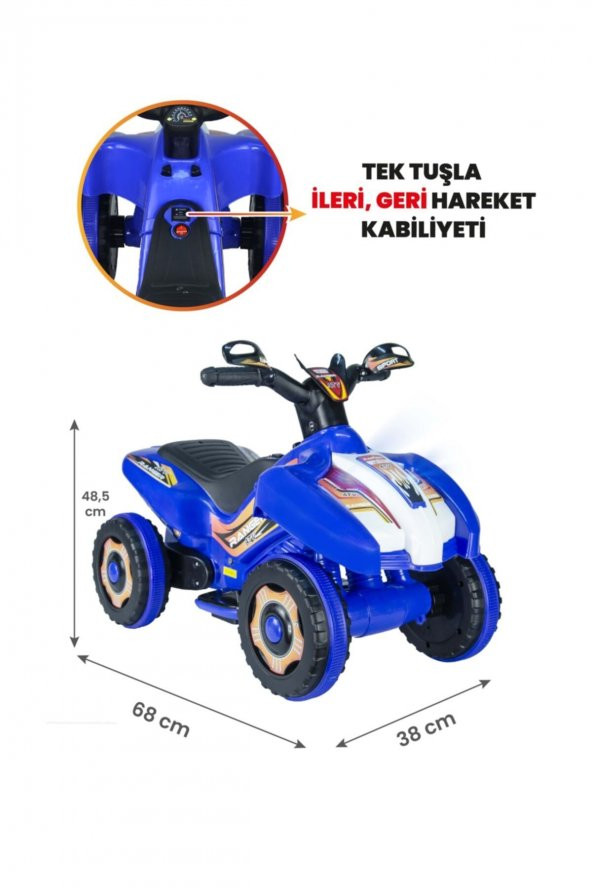 Müzikli Ve Led Işıklı Ranger Akülü Atv 6v-mavi