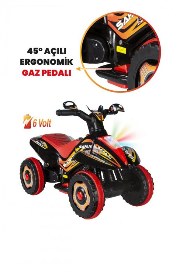 Uj Toys  Akülü Atv 6v Safari Siyah - 2