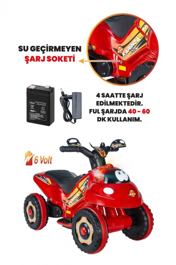Uj Toys Müzikli Ve Led Işıklı Karınca Akülü Atv 6v-kırmızı - 3