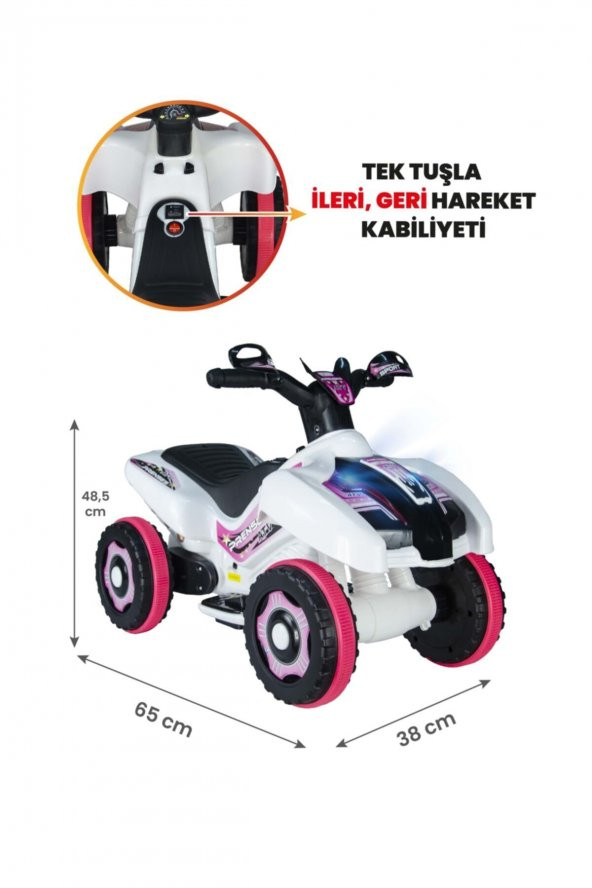 Uj Toys Müzikli Ve Led Işıklı Ranger Akülü Atv 6v-beyaz Prenses