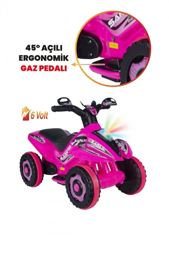 Uj Toys Müzikli Ve Led Işıklı Safari Akülü Atv 6v-pembe - 2