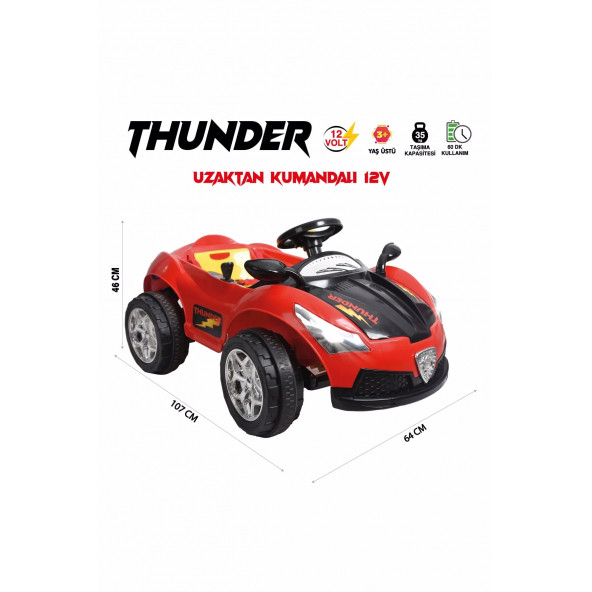 UJ Toys Thunder 12v Akülü Araba Pembe - Siyah