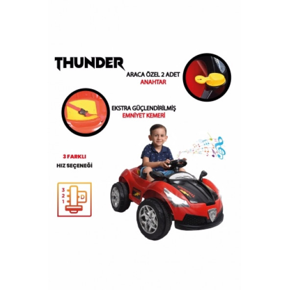 UJ Toys Thunder 12v Akülü Araba Pembe - Siyah - 2