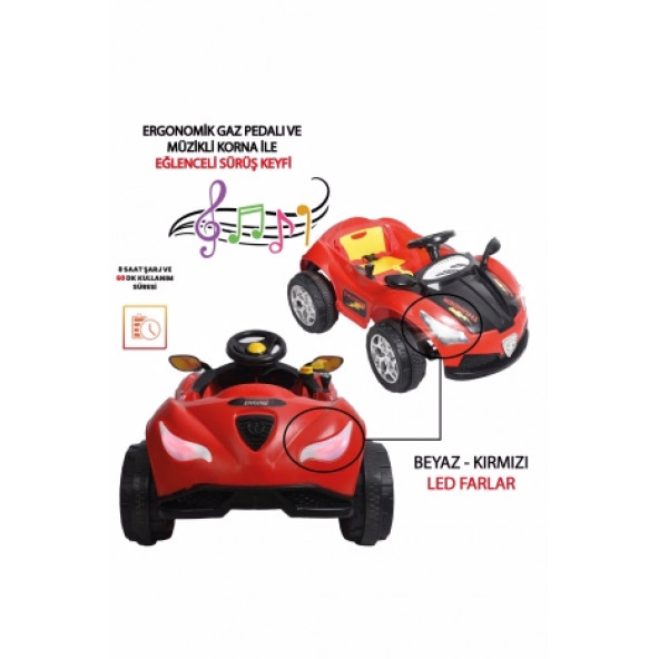 UJ Toys Thunder 12v Akülü Araba Pembe - Siyah - 4