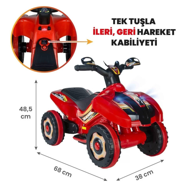 Uj Toys Led Işıklı Müzikli Akülü Atv Akülü Motor - 4