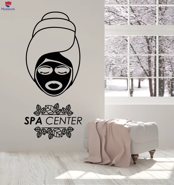 Dekorasyon Duvar Sticker Güzellik Salonu Spa Bakımı Masaj Merkezi Kadın Yüz Çıkartmaları