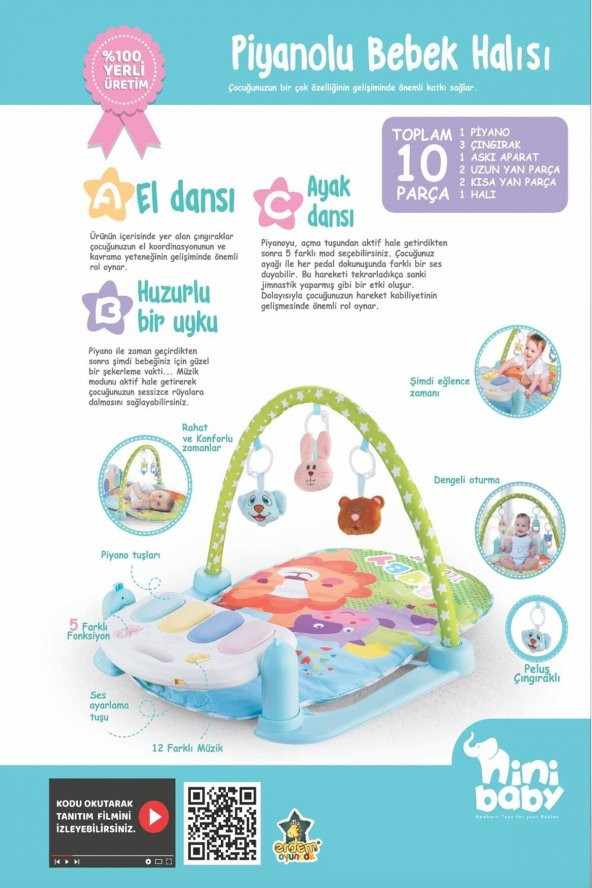 Nini Baby Piyanolu Büyük Oyun Halısı - 2