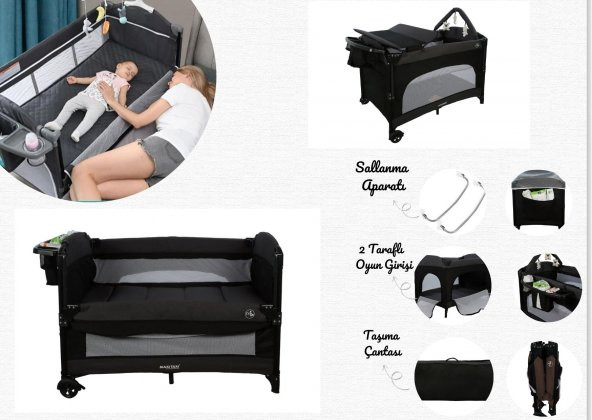 Maxi Taxi Karolin 4 in 1 Lüx Anne Yanı Park Yatak 70x110 Cm - 2