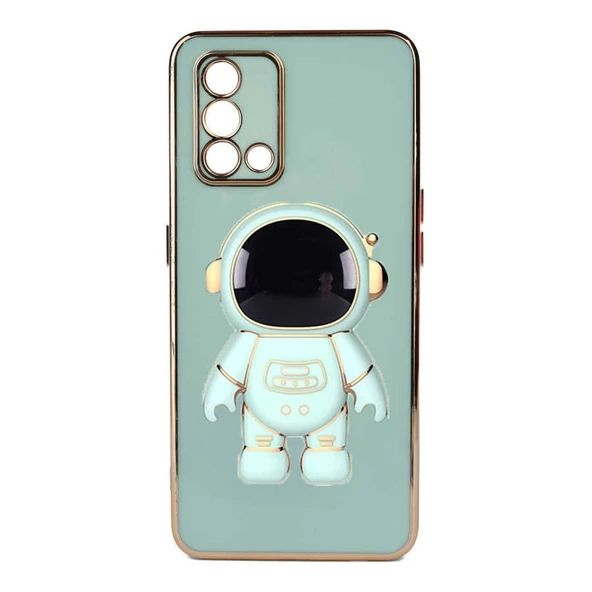 Gpack Oppo A74 4G Kılıf Kamera Korumalı Astronot Desenli Standlı Silikon - 5