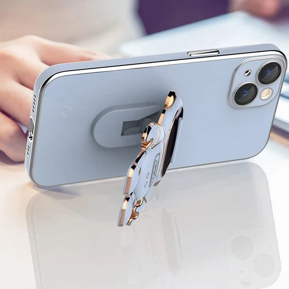 Gpack Oppo A54 4G Kılıf Kamera Korumalı Astronot Desenli Standlı Silikon - Resim 3