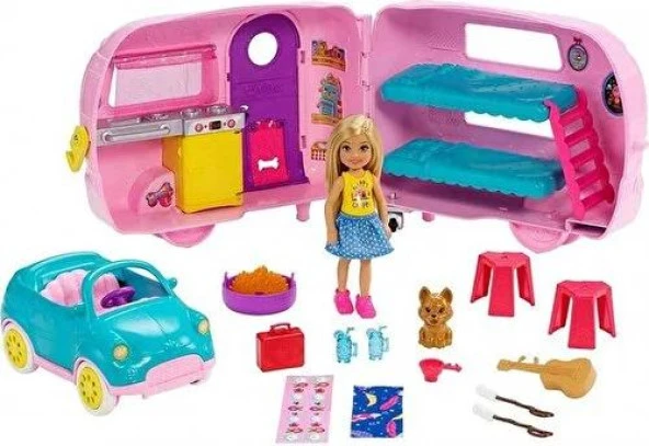 Mattel Barbie Club Chelsea Karavanı Oyun Seti, Chelsea'nin Yavru Köpeği ve Aksesuarlar FXG90