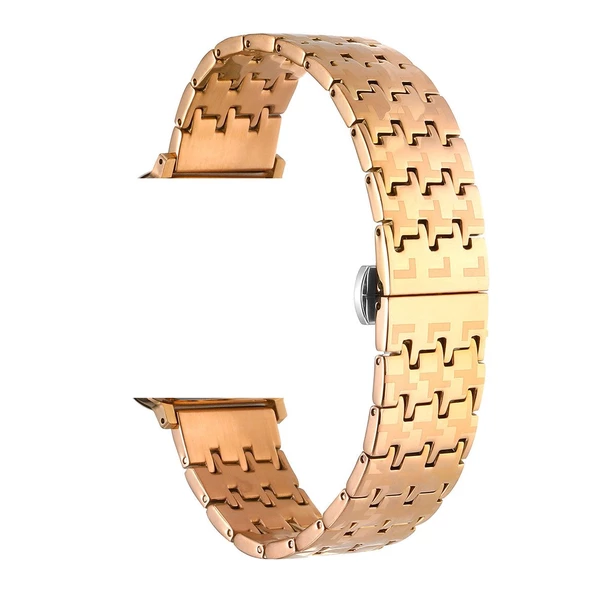 Gpack Apple Watch 7 41mm Kordon Metal Zigzag Fit Tasarım Desenli KRD86 - 5