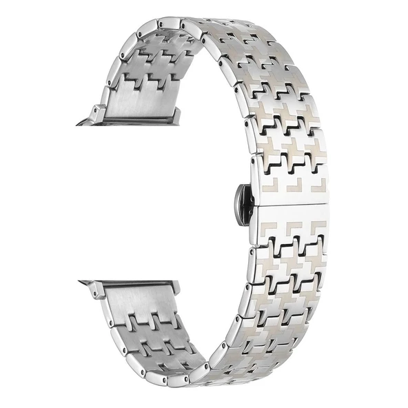 Gpack Apple Watch SE 40 mm Kordon Metal Zigzag Fit Tasarım Desenli KRD86 - 4