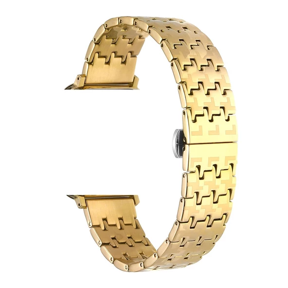 Gpack Apple Watch 7 41mm Kordon Metal Zigzag Fit Tasarım Desenli KRD86 - 6