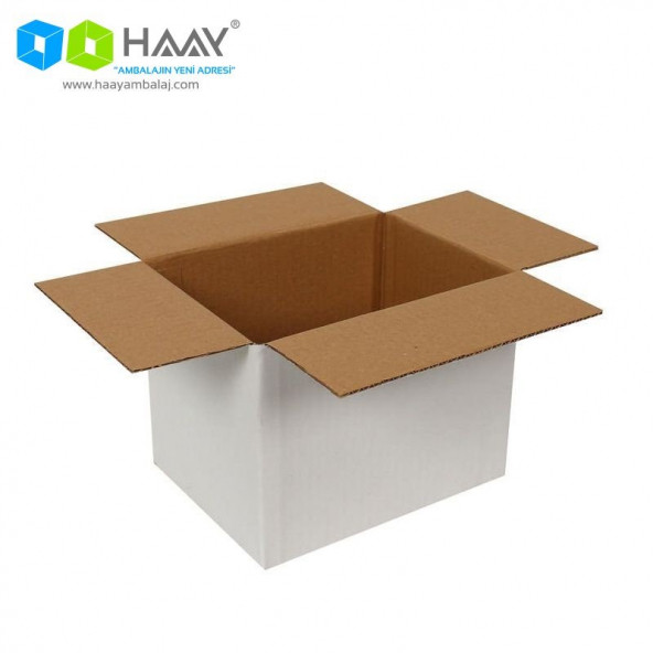 HAAY AMBALAJ 23x23x23cm Tek Oluklu Koli - Beyaz (5 ADET) - 2