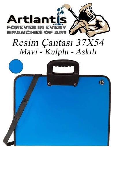Resim Çantası Fermuarlı Kulplu 37x54 cm 1 Adet Teknik Resim Dosya Çantası 35x50 cm Askılı Proje Çantası Okul Sınıf - 2