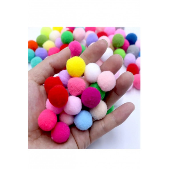 TİNEKE RENKLİ PONPONLAR KEDİ OYUNCAĞI ( 2.5 CM 100 ADET ) - 4