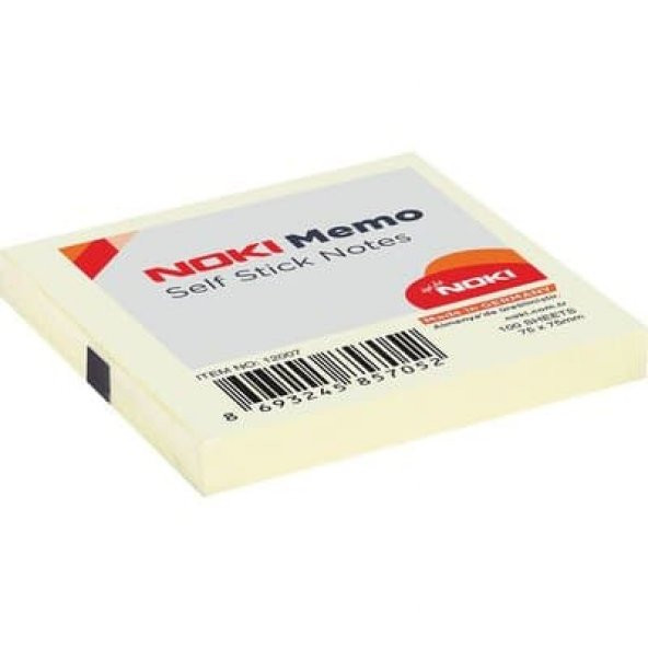 Noki Yapışkanlı Not Kağıdı Memo 100 YP 75x75 Sarı 12007