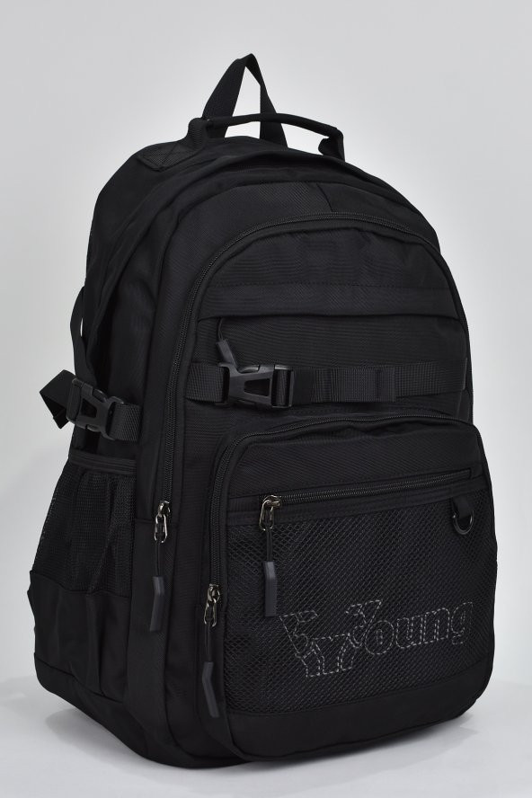 Elatae Unisex Çok Gözlü Günlük Seyahat Okul Sırt Çantası Siyah 51535 - Resim 2