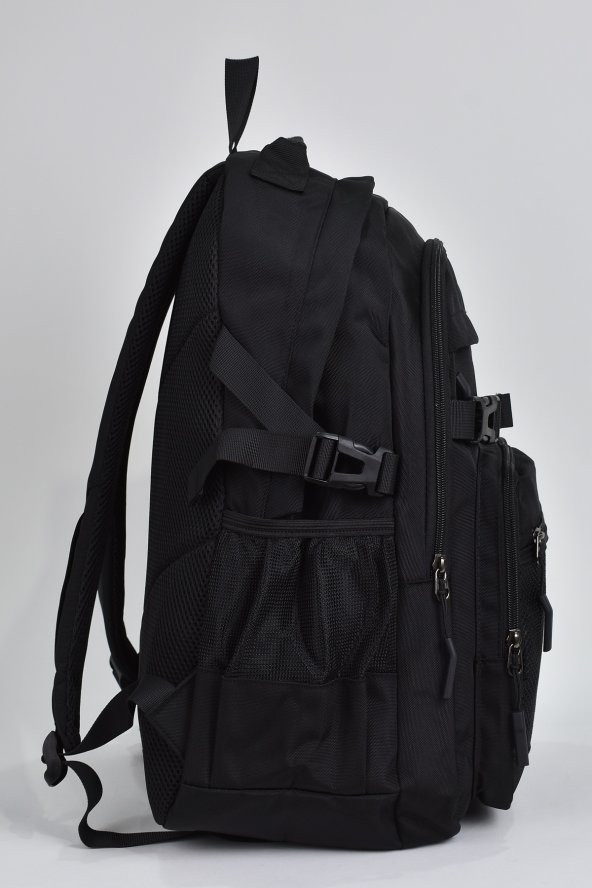 Elatae Unisex Çok Gözlü Günlük Seyahat Okul Sırt Çantası Siyah 51535 - Resim 3